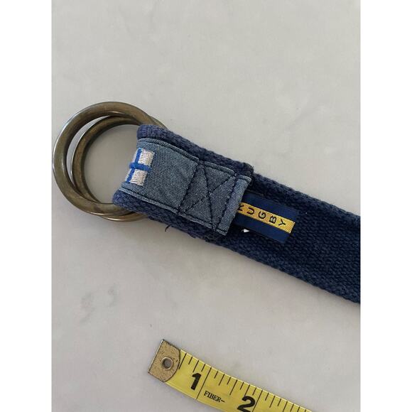 Nautical Flag Ribbon Belt Canvas Brass Buckle Mens Vintage Sz Medium Shown - Picture 5 of 6